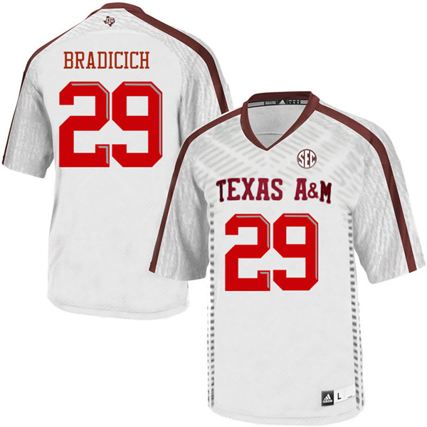 Men #29 Kurtis Bradicich Texas Aggies College Football Jerseys Sale-White